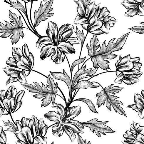 Floral background. Flower pattern. Flourish seamless texture vector