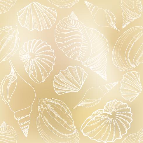 Seashell seamless pattern. Summer holiday marine background. vector