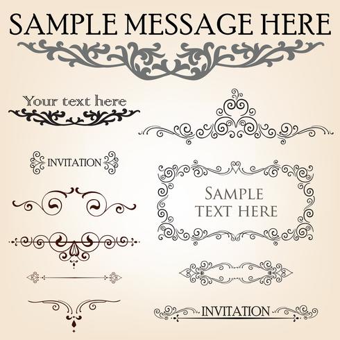 Calligraphic flourish design elements. Page decoration doodle vignette set vector