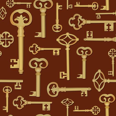 Vintage key seamless background. Close the door tile pattern vector