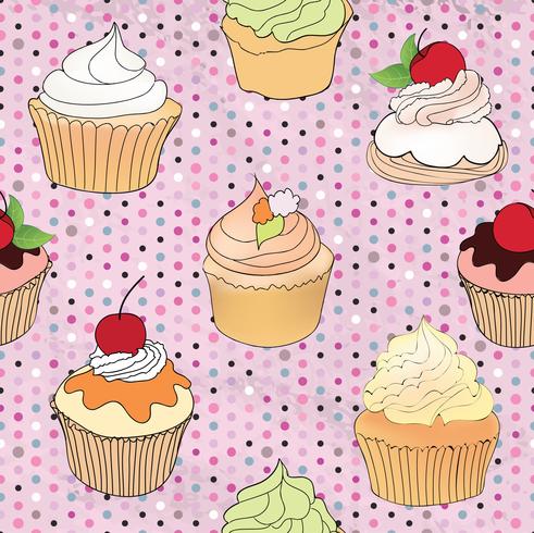 Cake pattern. Cafe Menu tile Background. Cupcake Dessert Poster vector