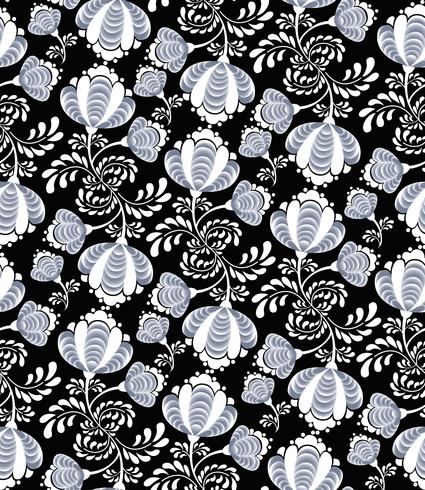 Swirl floral seamless pattern. Ornamental background in russian style. vector