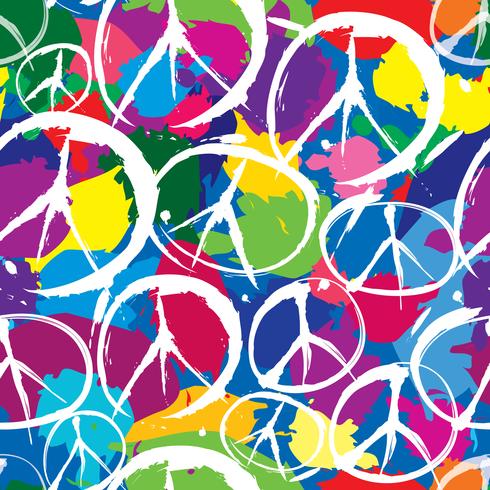 patrón sin costuras con símbolos multicolores de la paz vector