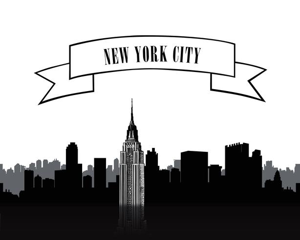 Signo de Nueva York. Silueta urbana del horizonte de la ciudad. Fondo de viaje de Estados Unidos. vector