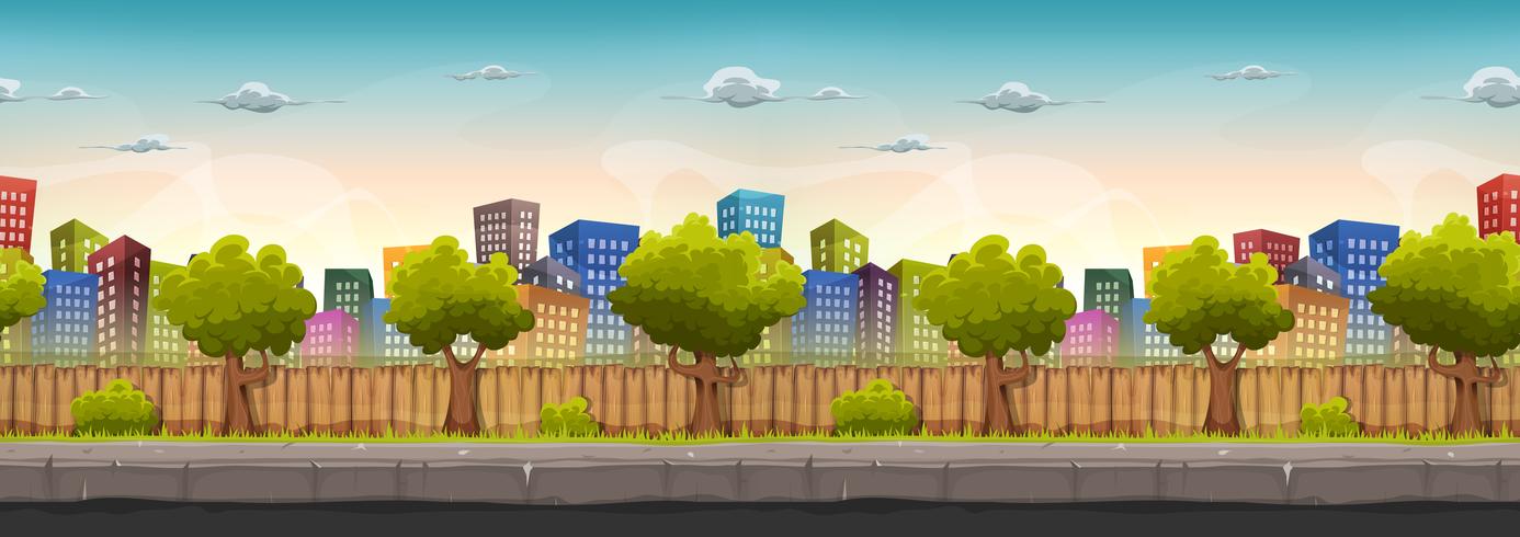 Paisaje de la calle de la ciudad perfecta para juego Ui vector