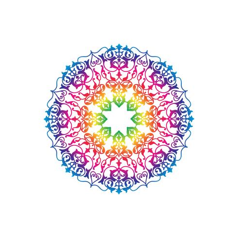 Patrón floral redondo ornamental. Mandala oriental flor adorno vector