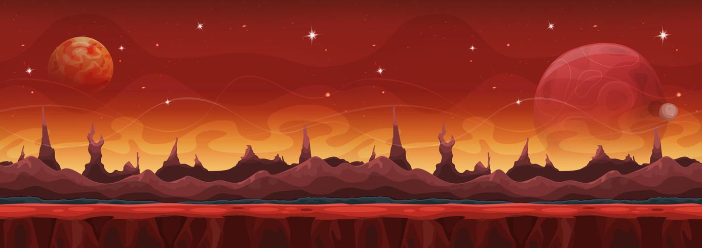 Fantasy Wide Sci-fi Martian Background For Ui Game vector