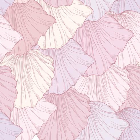 Floral seamless pattern, engraved flower petals. Flourish texture vector