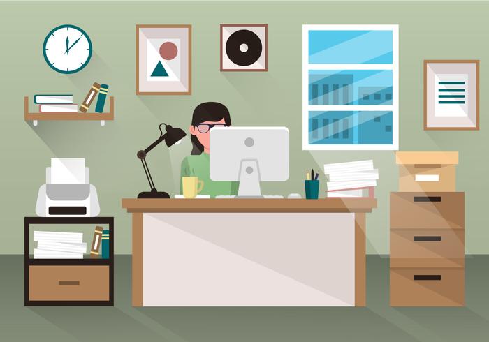 Person Working At Desk In Office Download Free Vectors Clipart