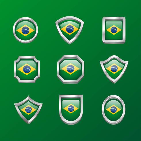 Brasil Emblem Flag Clipart Set vector