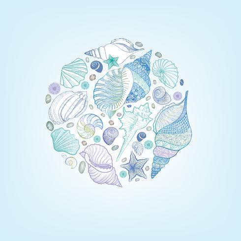 Seashell pattern. Summer holiday marine background vector