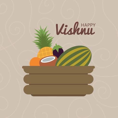 Flat Fruit Happy Vishu vector