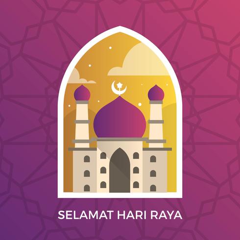 Modern Selamat Hari Raya Eid Mubarak Greetings vector