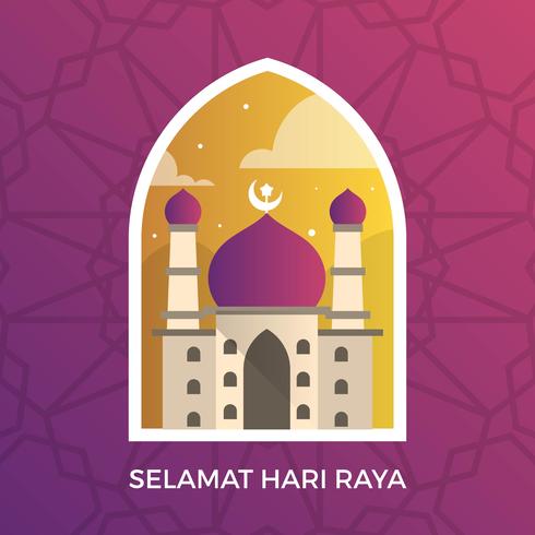 Saludos modernos de Selamat Hari Raya Eid Mubarak vector