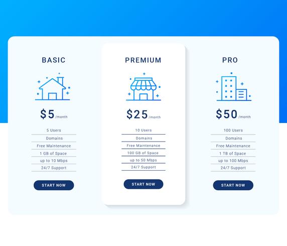 Pricing Table vector