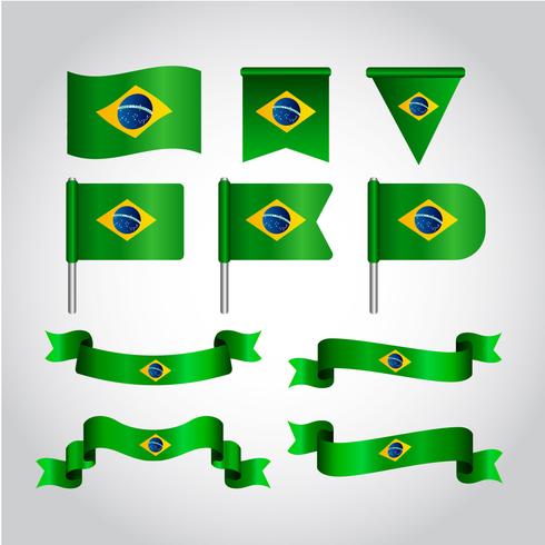 Conjunto de imágenes prediseñadas de la bandera de Brasil vector