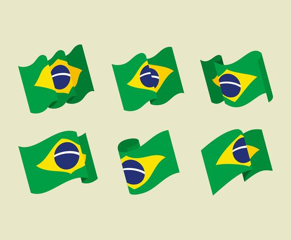 Conjunto de imágenes prediseñadas de la bandera de Brasil vector