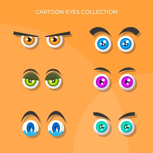 Flat Cute Cartoon Eyes Vector Collection