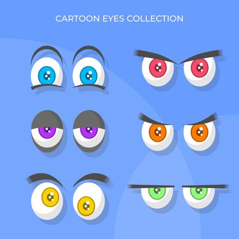 Flat Funny Cartoon Eyes Vector Collection