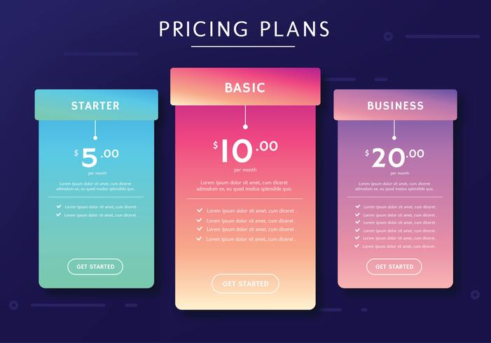 Planes de precios de diseño vectorial. vector