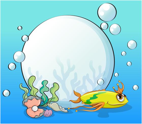 Un pez amarillo en el océano cerca de las perlas. vector