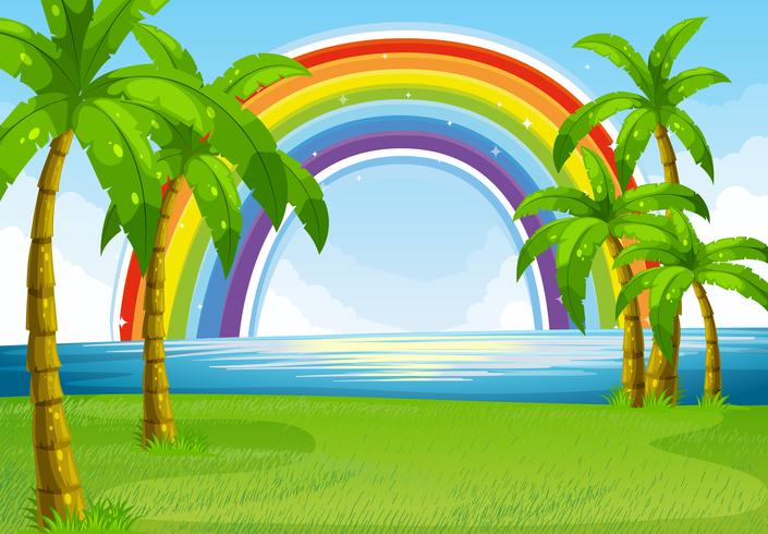 Ocean and rainbow vector