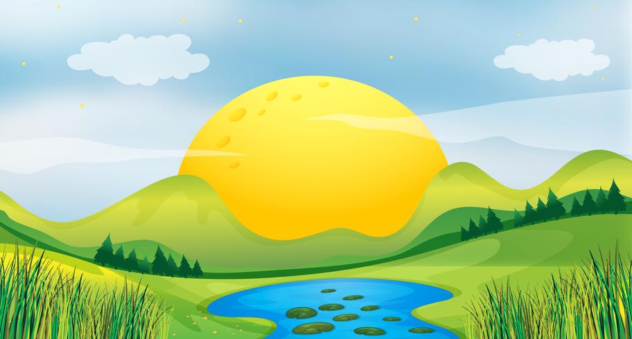 Sunset view vector