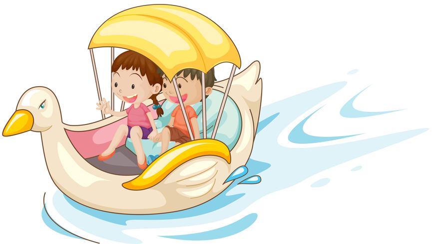 Niños en bote vector