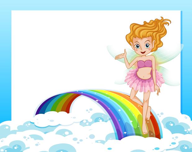 An empty template with a fairy above the rainbow vector