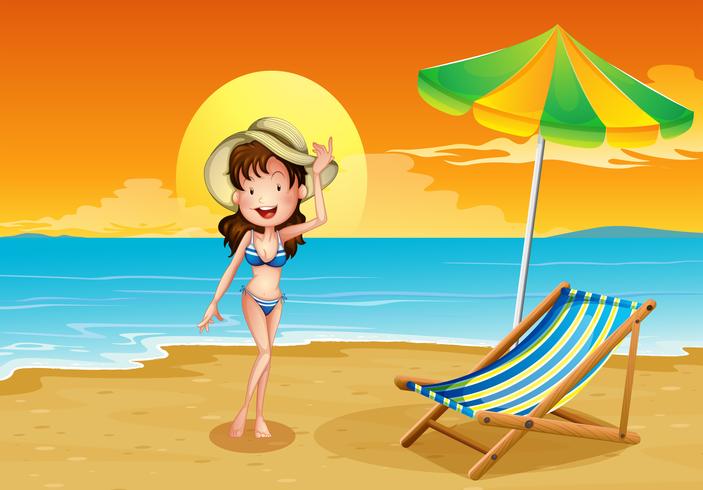A beach with a girl vector