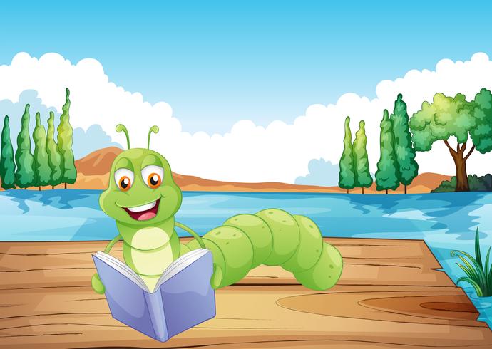 A worm reading a book vector