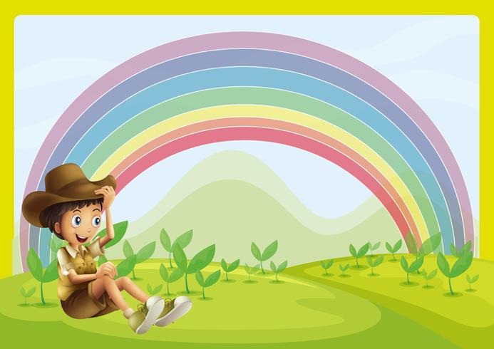 Boy and rainbow vector