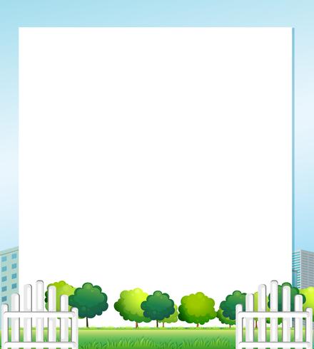An empty paper with trees at the bottom vector