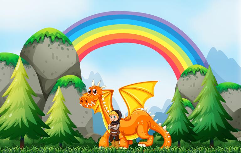 Knight and dragon vector