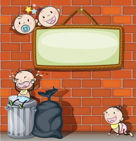 A hanging empty signboard with infants vector