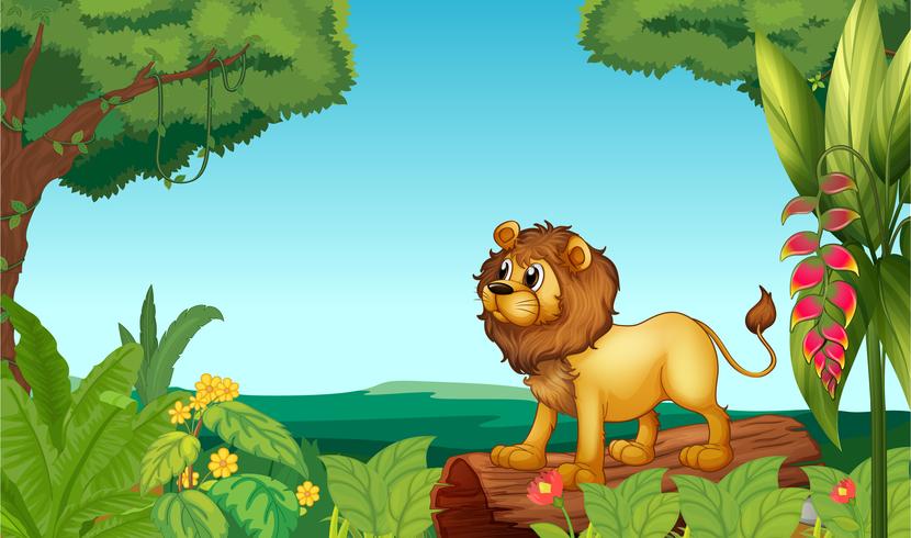 A scary lion in the jungle vector