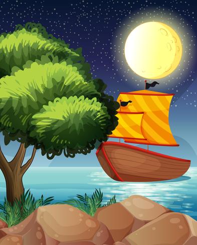 A ship across the tree vector