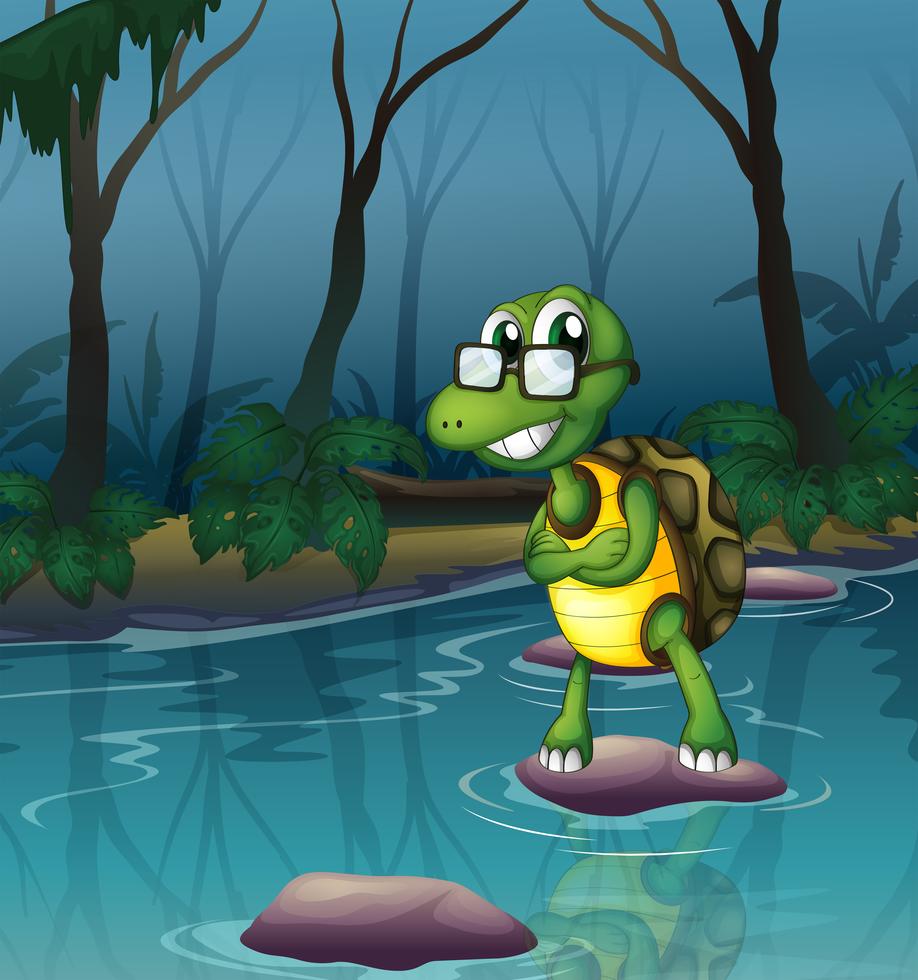 A turtle in the pond 525408 Vector Art at Vecteezy