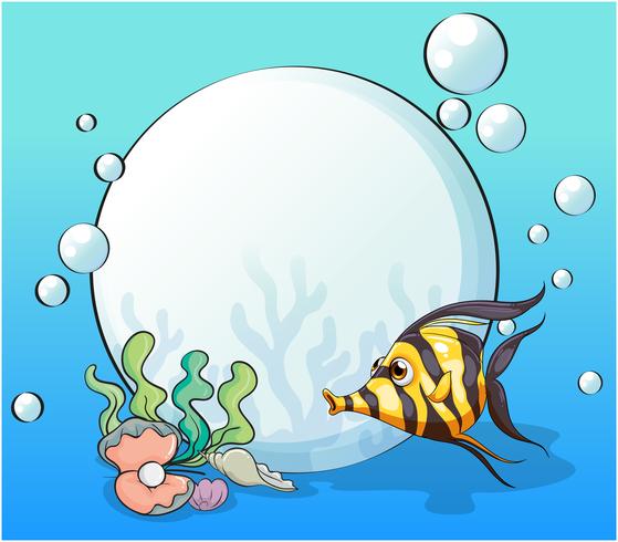 An ocean with a fish and seashells vector