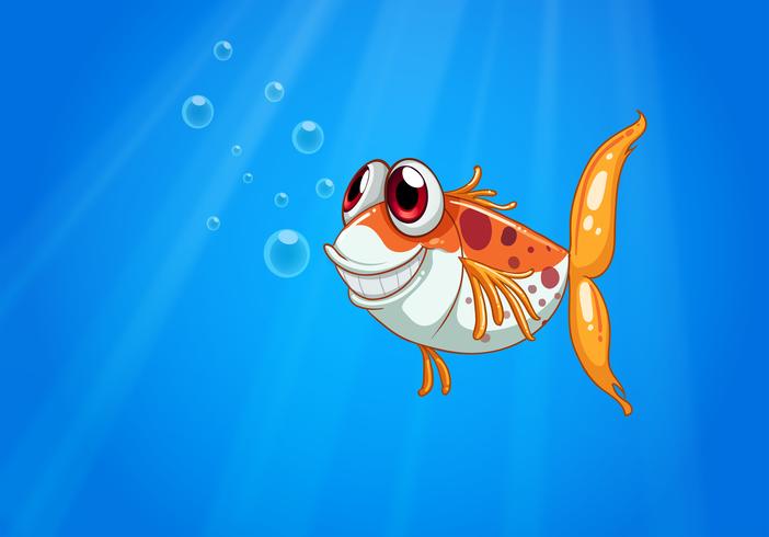 An orange fish with big eyes under the sea  vector