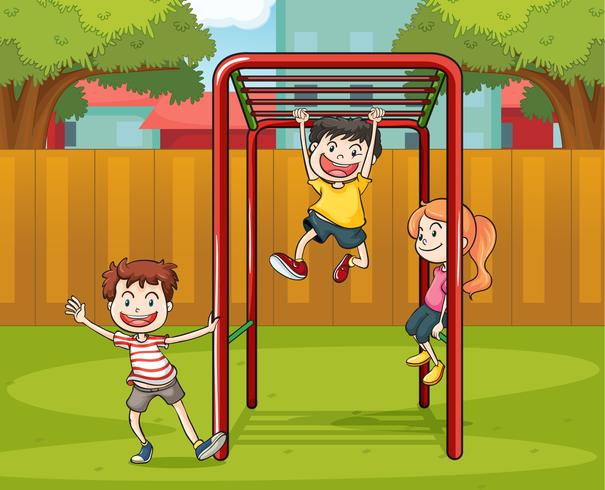 kids and monkey bar vector