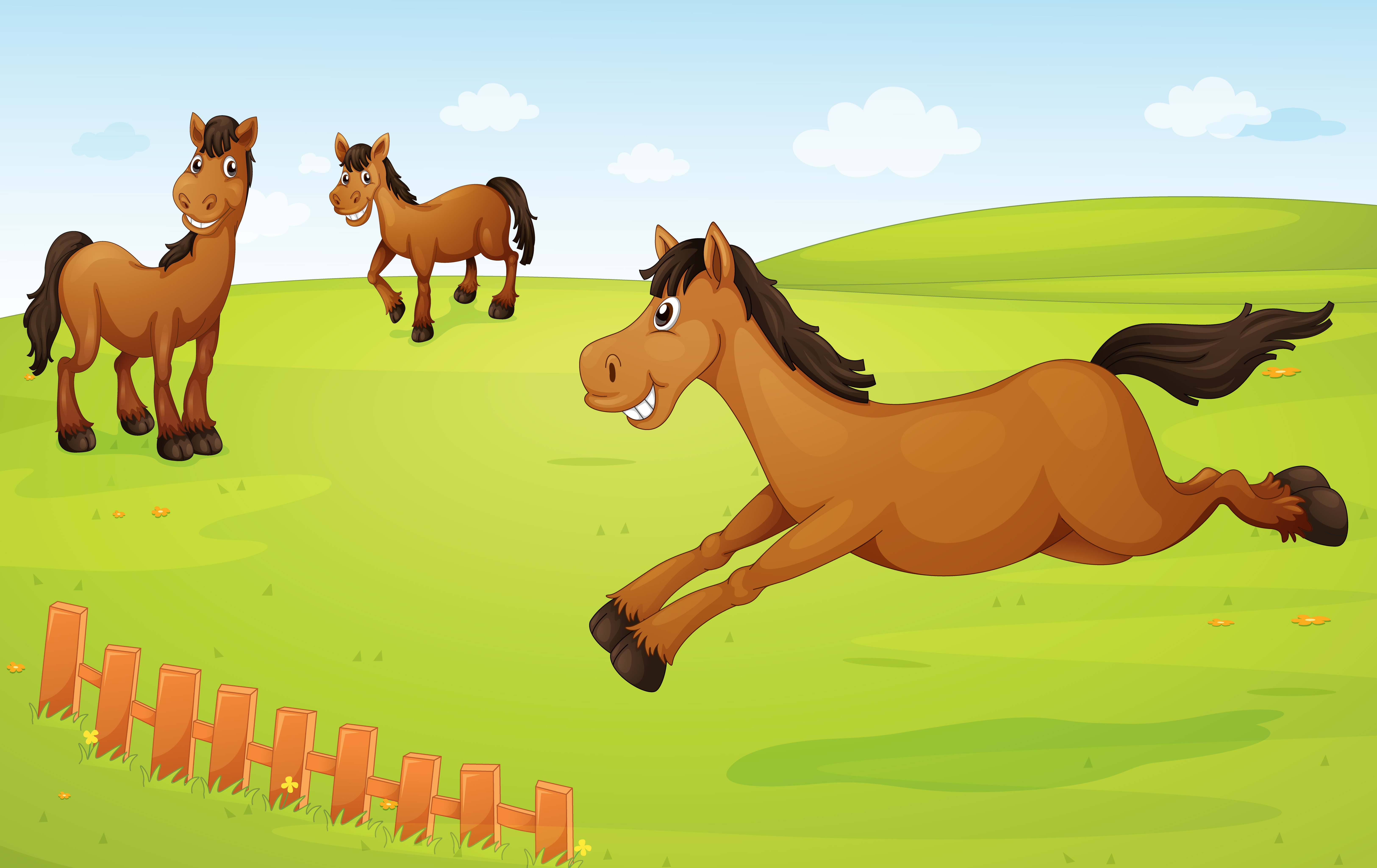 horses on meadow 525473 Vector Art at Vecteezy