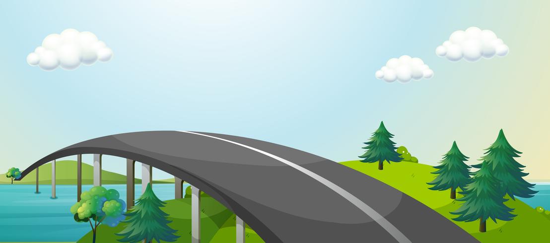 A curve road connecting two mountains vector