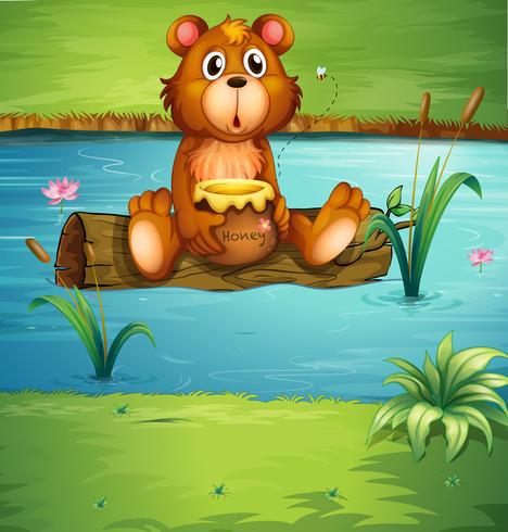 A bear sitting on a dry wood vector
