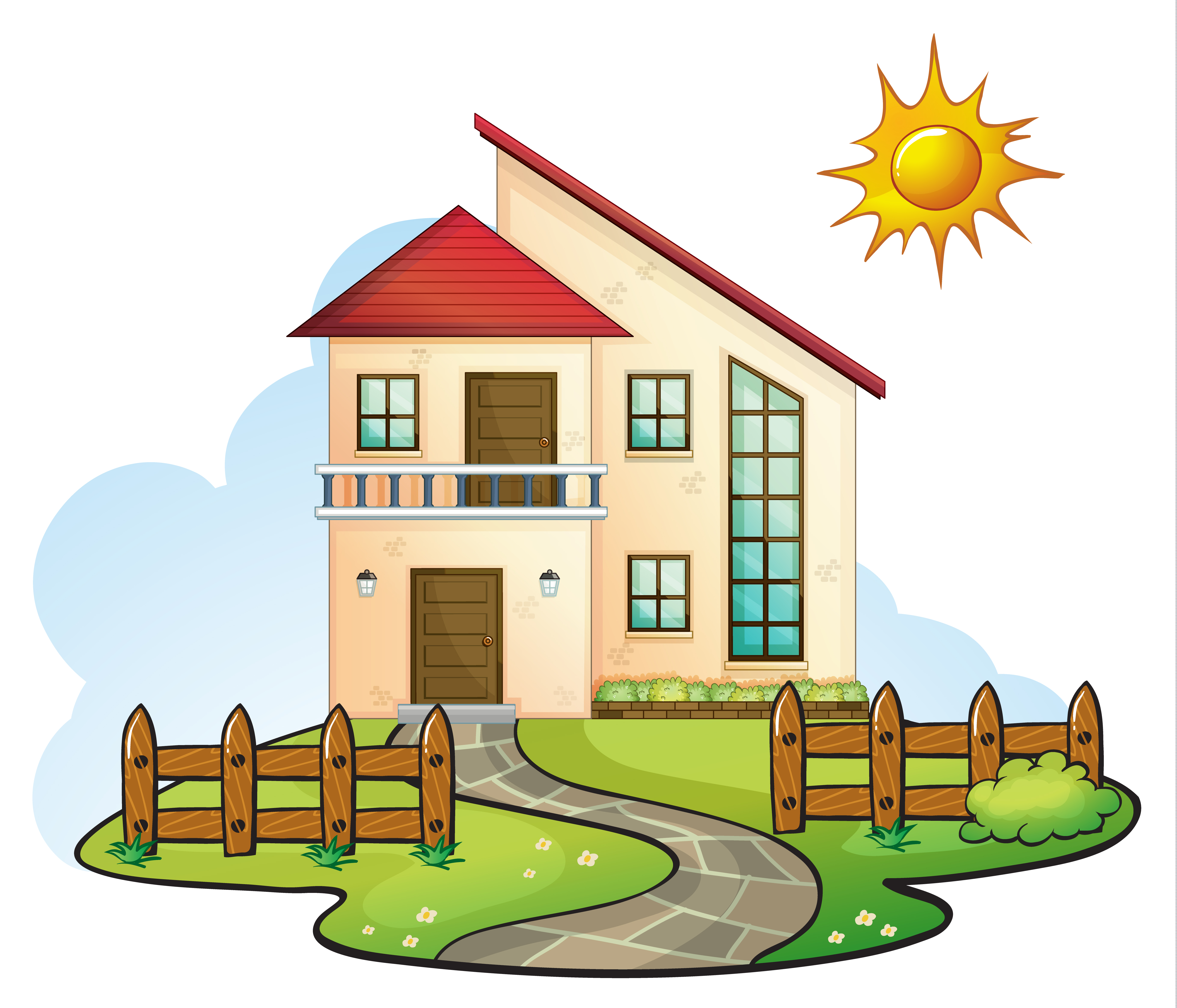 핑크 작은 집 일러스트 만화 잎 장식 건물, 노란 잎, 아름다운 집, 주택 PNG 일러스트 및 PSD 이미지 무료 다운로드 - Pngtree