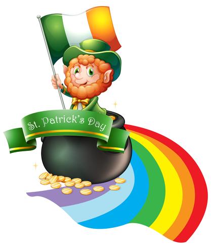 A man with a flag inside a big pot full of coins vector