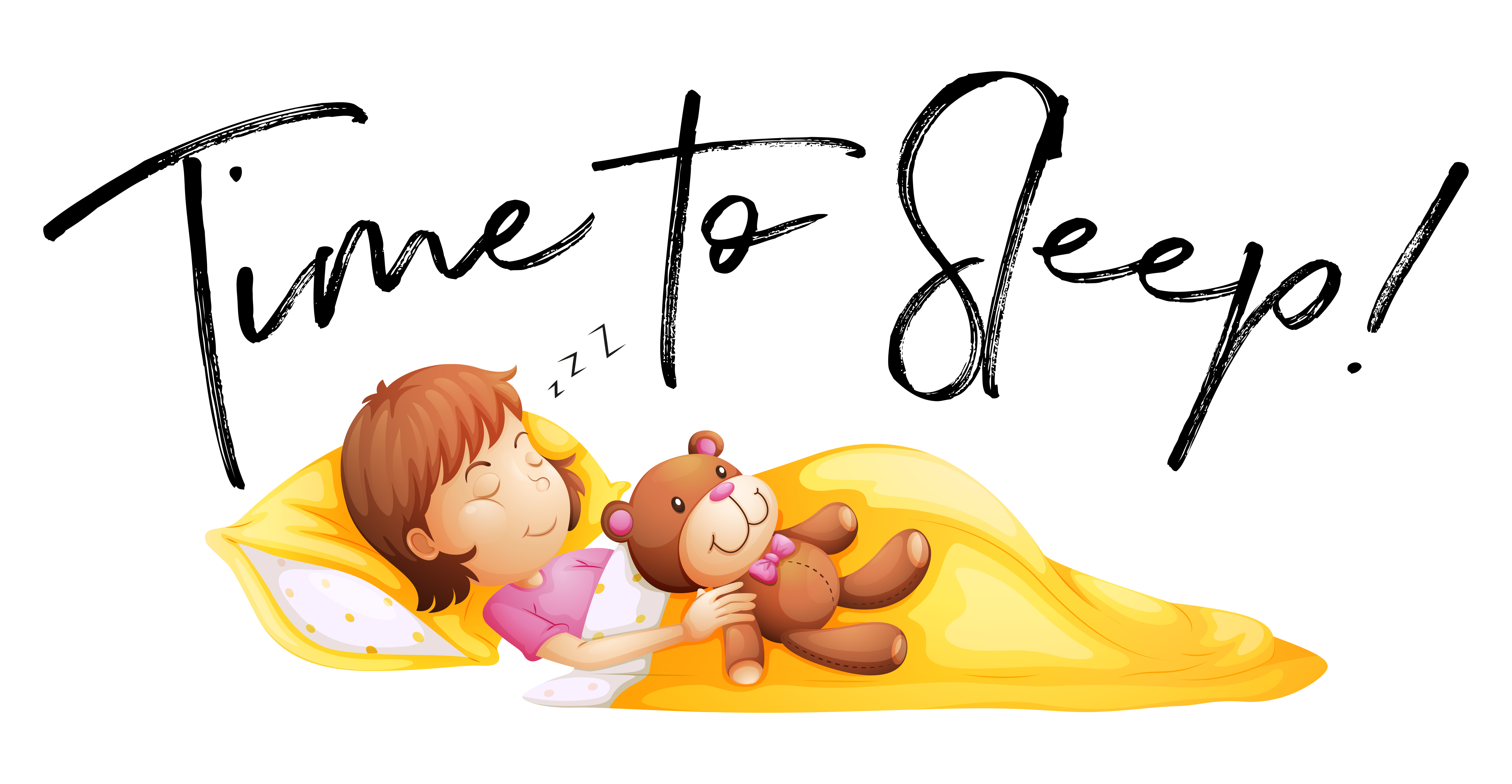 Phrase time to sleep with little girl in bed 525585 Vector Art at Vecteezy