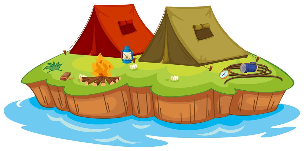 Base camp on an island vector