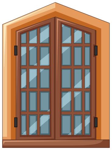 Diseño de ventana con marco de madera. vector
