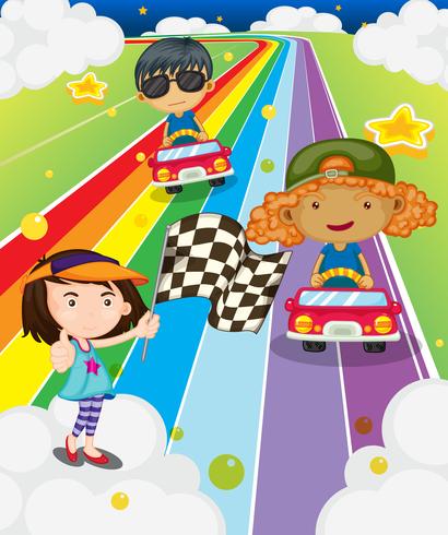 A car race at the colorful road vector